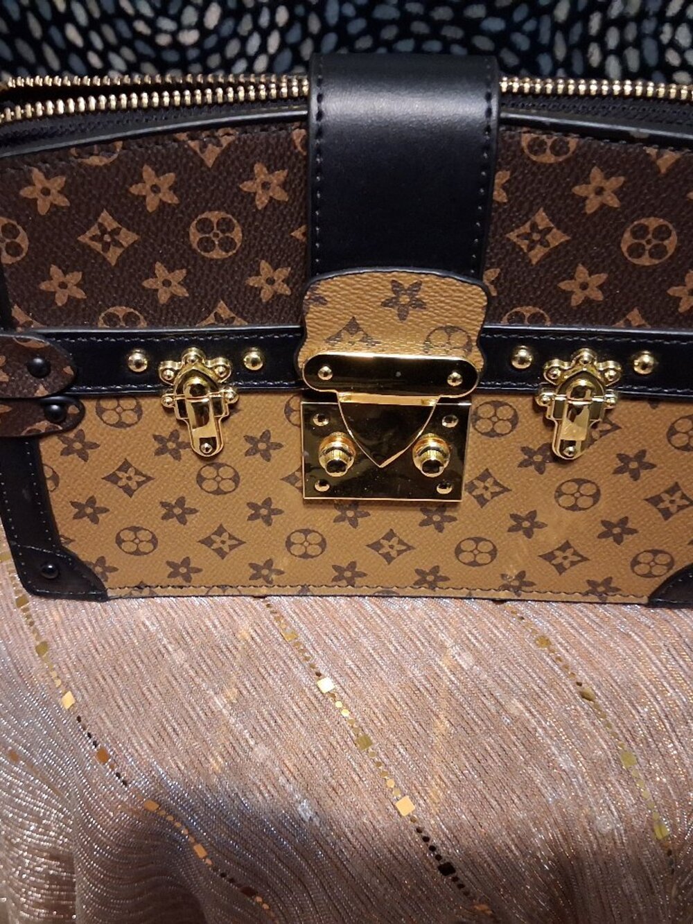 Black and brown satchel purse